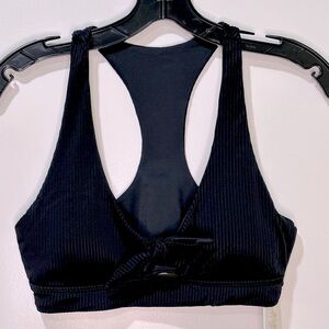 TiniBikini Ribbed Black Racerback Bikini Top Size Medium NWT